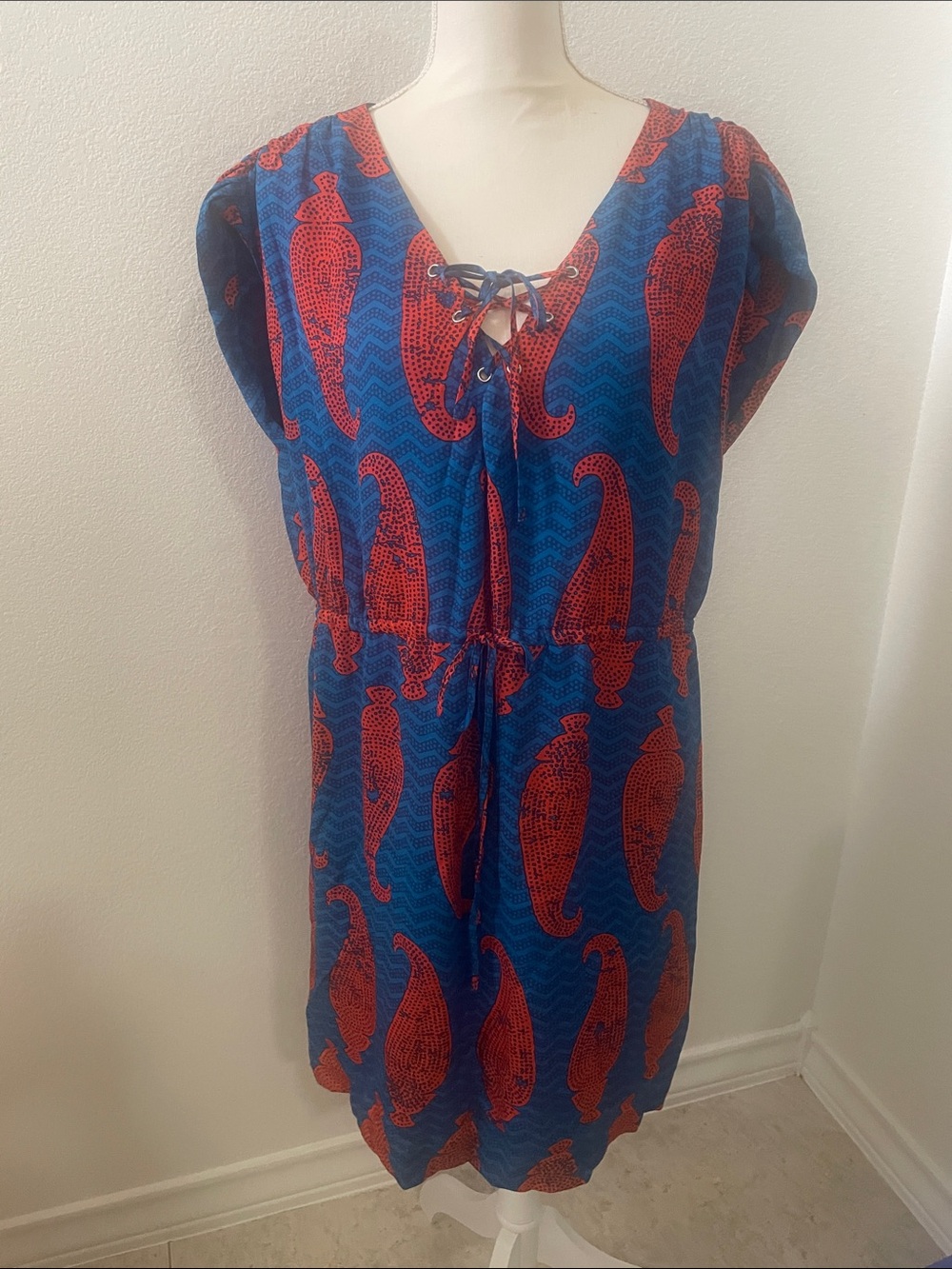 Tory Burch Women’s Blue Red Silk Dress